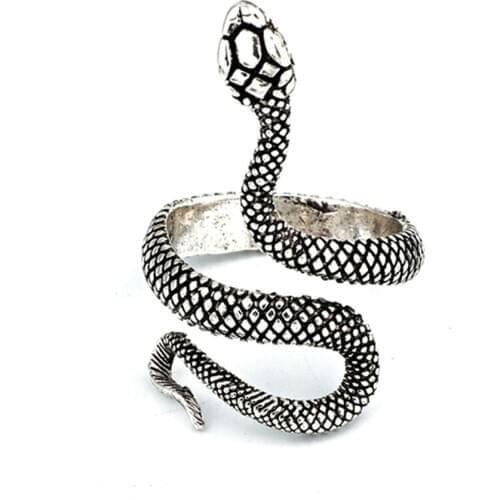 European And American Vintage Silver-Plated Paint Snake Ring Men And Women Universal Ring Adjustable Ring Jewelry