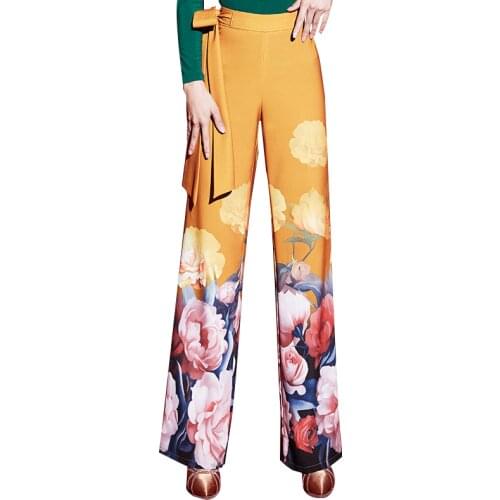 HCdance Modern dance pants new female spring high waist Latin dance pants national standard dance practice wide-leg trousers
