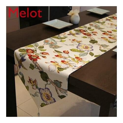 Chinese Classical American Table Runner Bamboo Cotton Flower and Bird Table Runner Tea Table Flag Custom Tablecloth Tablecloth