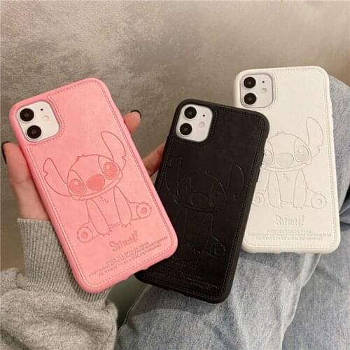 Disney Stitch Leather Luxury Case for iPhone 12 Pro Max 11 X XR XS Max 7 8 Plus Back Cover Anti-fall Stitch Full Body Shell