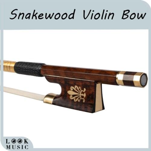 Master Selected Snakewood 4/4 Violin Bow W/Peacock Inlay Snakewood Frog Fast Response