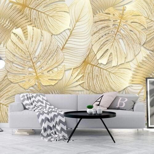 Custom 3D Wallpaper Murals Tropical Rainforest Golden Banana Leaf Photo Wall Paper For Bedroom Living Room Background Home Decor