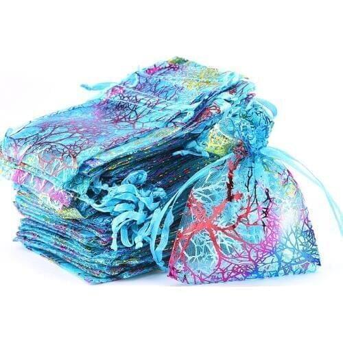 Wholesale 5*7 7*9 9*12 10*15cm Colorful Organza Bags Drawstring Jewelry Packaging Bags Wedding Gift Bags Jewelry Pouches