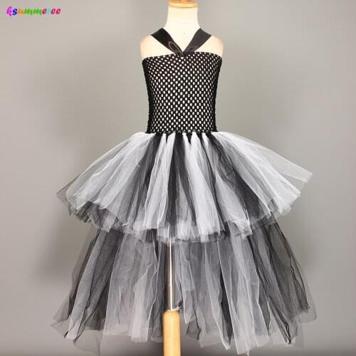 Handmade Girls Tutu Dress High Low Style Princess Train Kids Tutu Dresses for Children Halloween Birthday Pageant Ball Gowns