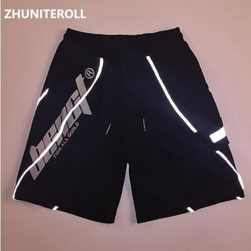 Striped Reflective Short Sweatpant Teachwear Shorts for Men Hip Hop Harajuku Baggy Joggers Shorts Summer Track Short Streetwear