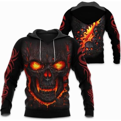 Trippy Skull Fire Men Casual 3D Full Print Hoodies Harajuku Pullover Women Hood Sweatshirts Hip-Hop Jacket Unisex New Streetwear