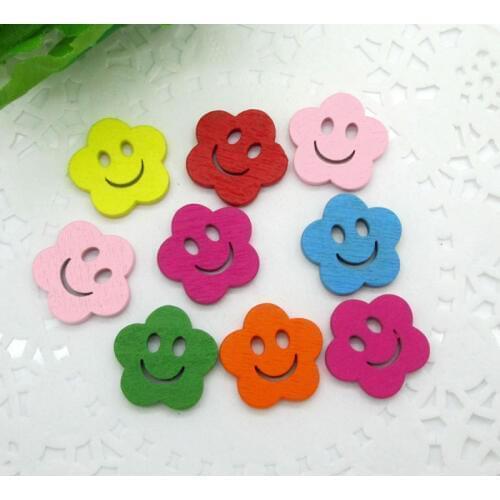 50Pcs Mixed Wood Smlie Face Sewing Buttons For Kids Clothes Scrapbooking Decorative Botones Handicraft DIY Accessories10