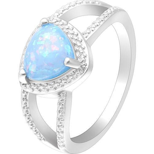 Romantic Women Love Heart Ring Simple Blue Opal Ring Silver Color Promise Engagement Rings For Women Valentines Day Gifts