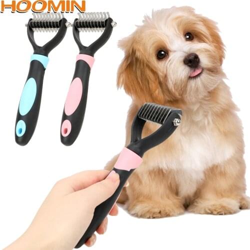 HOOMIN Pet Fur Knot Cutter Dog Grooming Shedding Rake Dog Cat Hair Removal Comb Pet Brush Grooming Tool