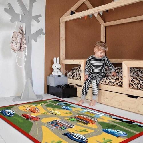 Modern Cute Cartoon Racing Car Track Yellow-green Boy Room Living Room Bedroom Bedside Carpet