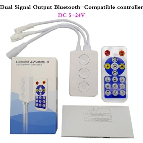 DC 5V 12v 24V Dual Signal Output LED Controller Kit Bluetooth-compatible Mobile APP control WS2812B WS2811 1903 Pixel led strip