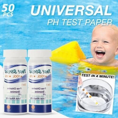 100pc 3-In-1 Swimming Pool Test Paper Residual Chlorine PH VPH Test Strips Water Chlorine Acidity Alkalinity Litmus Tester Paper