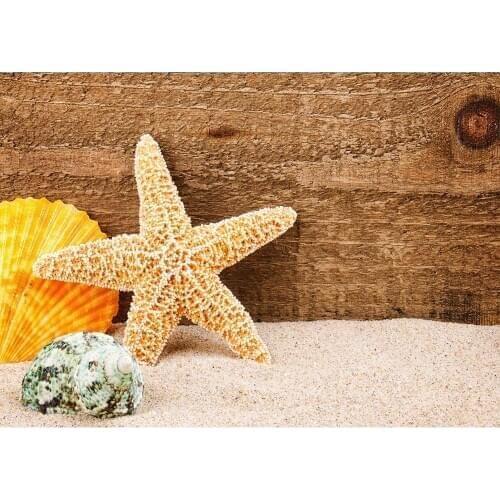 Brown Wood Plank Starfish Sand Vinyl Photo Backdrops Photographic Backgrounds Photocall Photo Studio for Children Baby Newborn