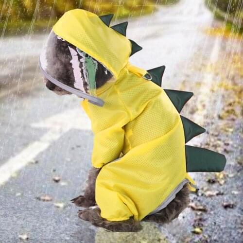 New Arrival Dog Waterproof Raincoat Jumpsuit Reflective Dinosaur Shape Outdoor Clothes Jacket for Small Dogs Cats Pet Supplies