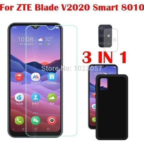 3-in-1 Screen Protector+Phone Case On ZTE Blade V2020 Smart 8010 Glass Anti-Shock Case Cover on For ZTE Blade V2020 Smart 8010