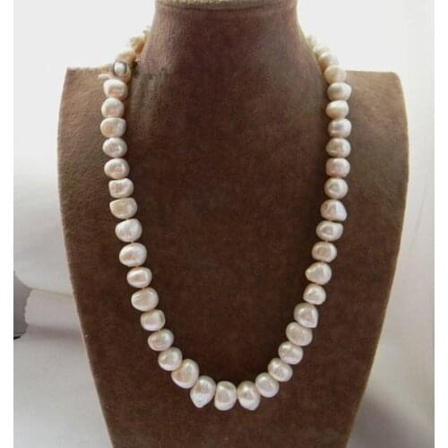 Unique Pearls jewellery Store 20inches Big Size Pearl Necklace White Color Baroque 10-14mm Freshwater Pearl Necklace