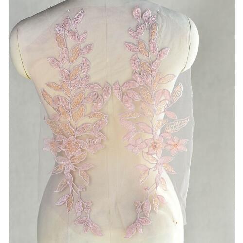 1 pair / bag Advanced custom handmade beaded embroidered lace flowers wedding dress childrens wear diy decal flower material