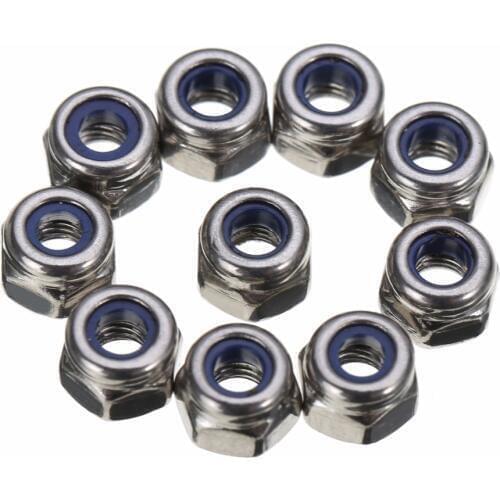 100Pcs/Lot M3 Stainless Steel Hex Nylon Insert Locking Nut Screw Lock Hexagon Hex Nuts High Quality For Home Tools