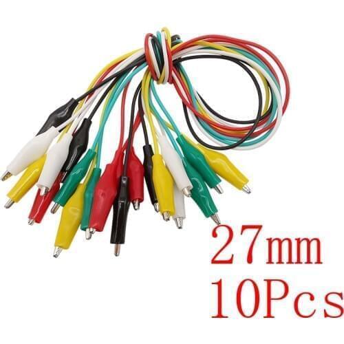 10Pcs Small Size 27mm Alligator Clip DIY Test Leads Clip Jumper Wire Cable Connector Double-ended Crocodile Clips Length 50cm