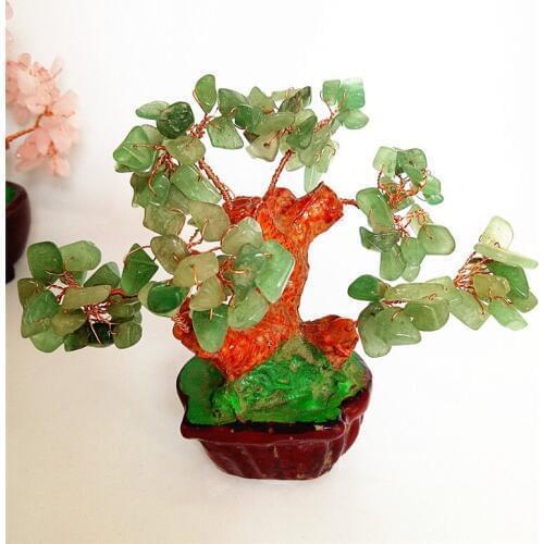 15cm natural Aventurine crystal lucky tree fengshui green quartz tree healing for decor