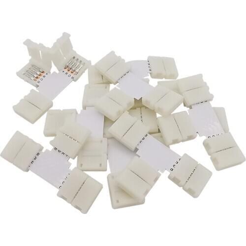 5/2Pcs T Shape 4 PIN 10mm Solderless LED Strip Corner Rright Angle T Shape 4pin LED Connector for 3528 5050 RGB LED Strip Lights