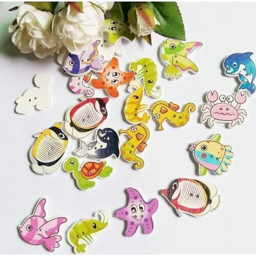 50pcs Marine Animal Series Buttons Sewing Scrapbooking for Clothing Craft Home Decor accessories