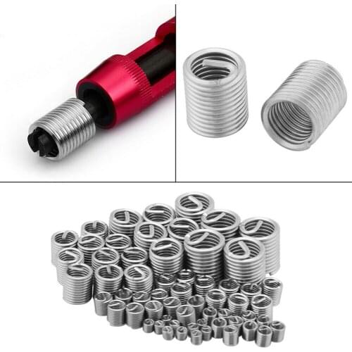 60pcs Repair Tool Sheath Useful Thread Insert Set Spiral Wire Screw Sleeve High Strength Home Stainless Steel Easy Install