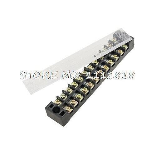 600V 15A 12 Position 2 Row Terminal Block Barrier Strip Cable Connector