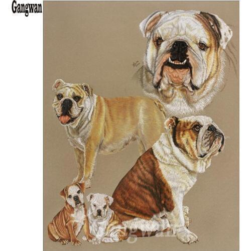English bulldog dog,Diamond Painting rhinestone full square round 2019 New arrival pets Diamond Mosaic animal puppies hobby gift