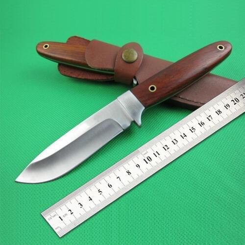 Free shipping New fixed blade sharp edges camping hunting tactical survival knife with wooden handle