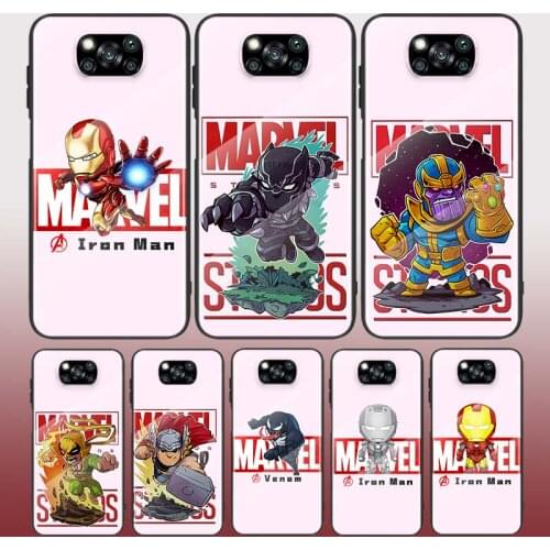 Cute Marvel Hero Tempered Glass Cover For Xiaomi POCO F3 F2 X3 NFC X2 M2 Pro Phone Case