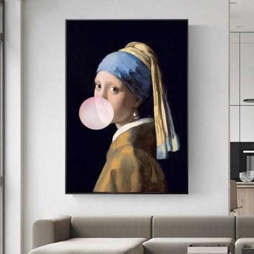 The Girl With A Pearl Earring Famous Art Canvas Paintings Reproductions Girl With balloon Canvas Art Pictures Wall Decoration
