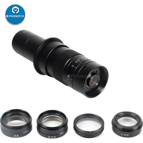 180X-300X C-MOUNT Lens Industrial Video Microscope Camera 0.7X/0.5X/2.0X Barlow Auxiliary Objective Glass Len accessories