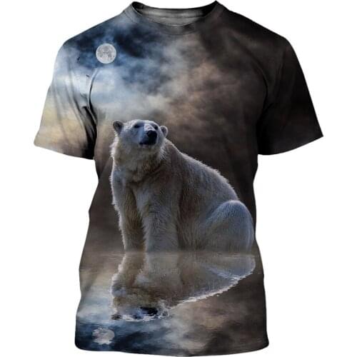 Galaxy Star Moon Ice Animal Polar Bear Sea Printed Men Women Summer Casual 3D T-Shirt Boy Girl Cool Clothes Tshirt Birthday Tee