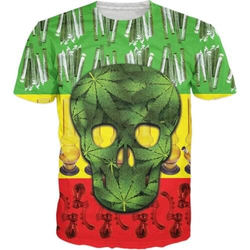 Rasta Skull T-Shirt 3d Unisex Print Vibrant T Shirt Women Men Summer Hip Hop Harajuku T-Shirt Tops Tee Short Sleeve 5XL