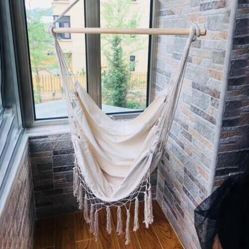 Nordic Style Hammock Outdoor Indoor Dormitory Bedroom Hanging Chair for Child Adult Swinging Single Safety Hammock