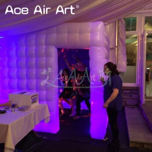 Personalized colorful lighting inflatable photo booth enclosure,private photographer fun station 3d marquee tent for promotion