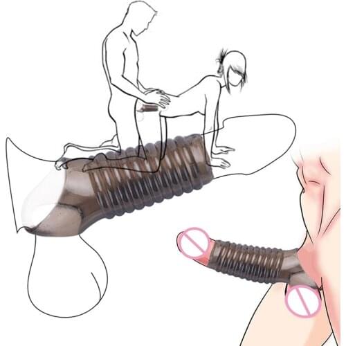 Sex Products Reusable Penis Sleeve Flexible Glans Enlarger Extender Delay Ejaculation Cock Ring Adult Dildos Sex Toys For Men