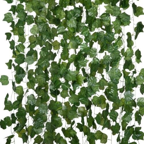 1Pcs 2.4M Artificial Ivy Green Leaf Garland Plants Vine Fake Foliage Home Decor Plastic Rattan String Wall Decor