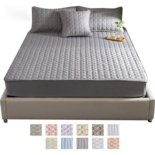 100% Cotton King Size Bed Sheet Set Mattress Cover Quilted Thicken Bed Sheet with Elastic Non-slip Mattress Protector for Bed