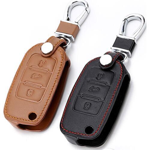 Leather Car Key Case for VW Polo Golf 4 5 6 Passat Tiguan Jetta Bora Eos Scirocco For Skoda Octavia A5 Fabia Superb