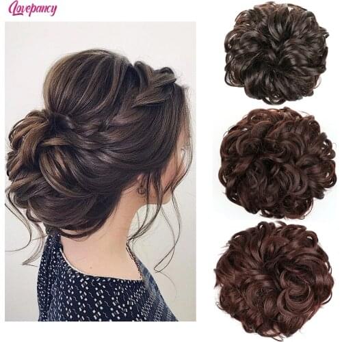 Lovepancy Synthetic Bun Scrunchie Extensions Curly Messy Bun Hair Scrunchies Elegant Chignons Wedding Hair Piece For Women 613