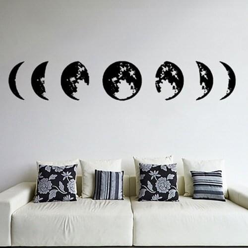 Best Selling 2020 Home Decor Seven Phases The Full Growth Moon Cycle Wall Sticker PVC Removed Wall Decoration Design Dropship