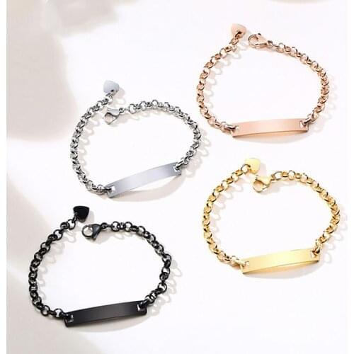 Stainless Steel Minimalism Fashion Delicate Long Bar Rolo Chain Link Bracelet Bangle Women Jewelry Gift For Him
