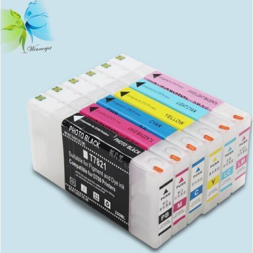 Refillable Ink Cartridge, 280ml 6 Colors For Epson D700 Printer BK C M Y LC LM
