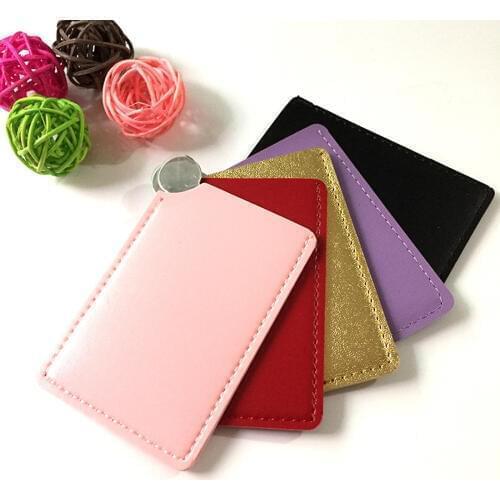 Stainless Steel Unbreakable Makeup Mirror 1PC Shatter-Proof Portable PU Leather Sleeve Compact Mirror Pocket Mini Hand Mirror