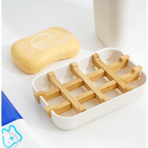 Portable Bamboo Fiber Shower Soap Holder Draining Box Kitchen Bathroom Supplies Shower Soap Tray Tool Soap Dish Plate Holder