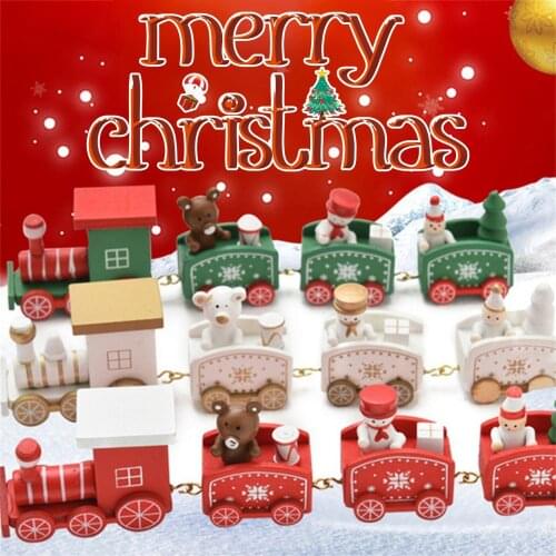 Merry Christmas Wooden Train Ornament Christmas Decoration For Home Santa Claus Gift Natal Navidad Noel 2022 New Year Xmas Decor