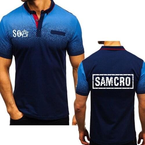 Summer Mens Short sleeve SOA Sons of anarchy the child SAMCRO Printed Cotton Crew neck Short Sleeve casual Mens Polo shirt K