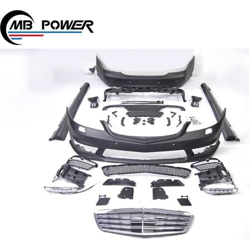S-class W221 S320 S350 S400 S600 body kits 06-13year to S65 A style body kit with front bumper grille side skirt PP material